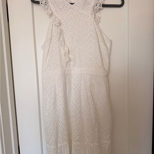 White Eyelet Ruffle Halter Kids Dress